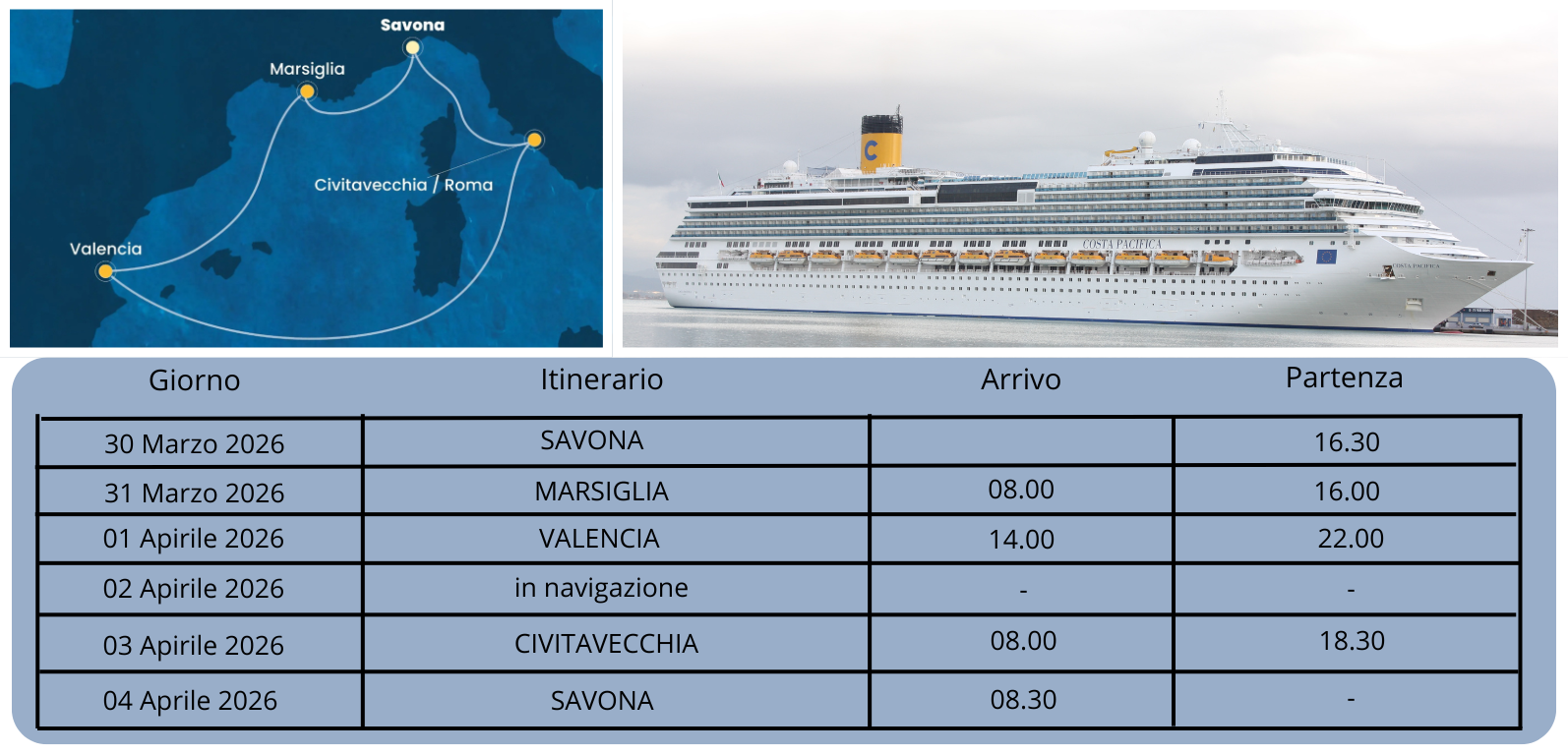 ITINERARIO DELLA CROCIERA MITOLOGY 5 (6gg/5 notti con mezzi propri a Savona) Image
